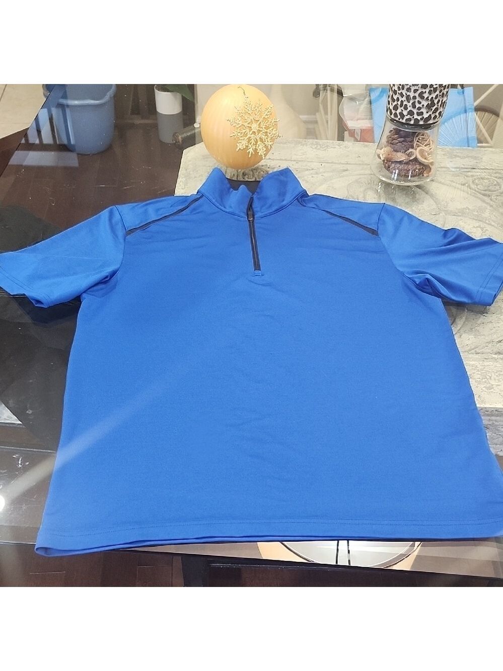Haggar High Neck Half Zip Golf Shirt Medium Size